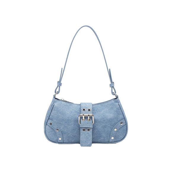 Pu Leather Punk Rivet Shoulder Bags Vintage Handbag Purses Blue :) - Picture 1 of 5